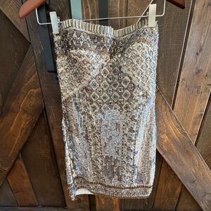 Silver sequence cocktail dress